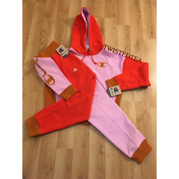 New Reverse weave hoodie sweatshirt color block L - Picture 6 of 12